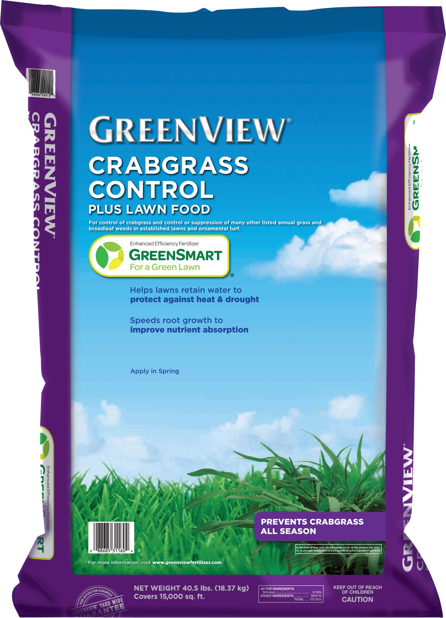 Crabgrass Control Plus Lawn Food W/Green Smart