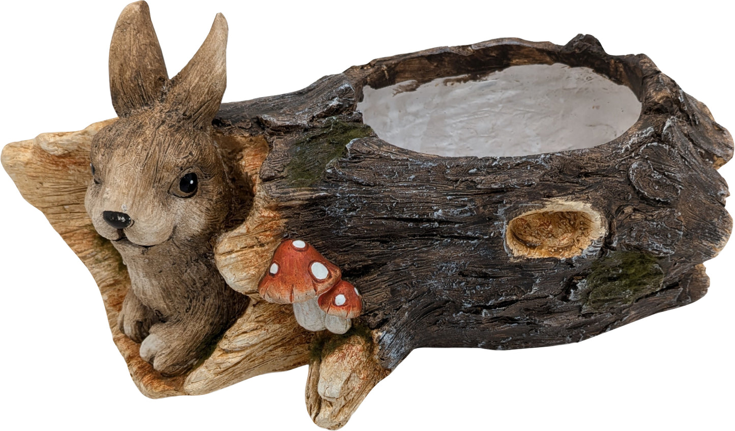 Esschert Design Faux Wood Bunny In Log Planter