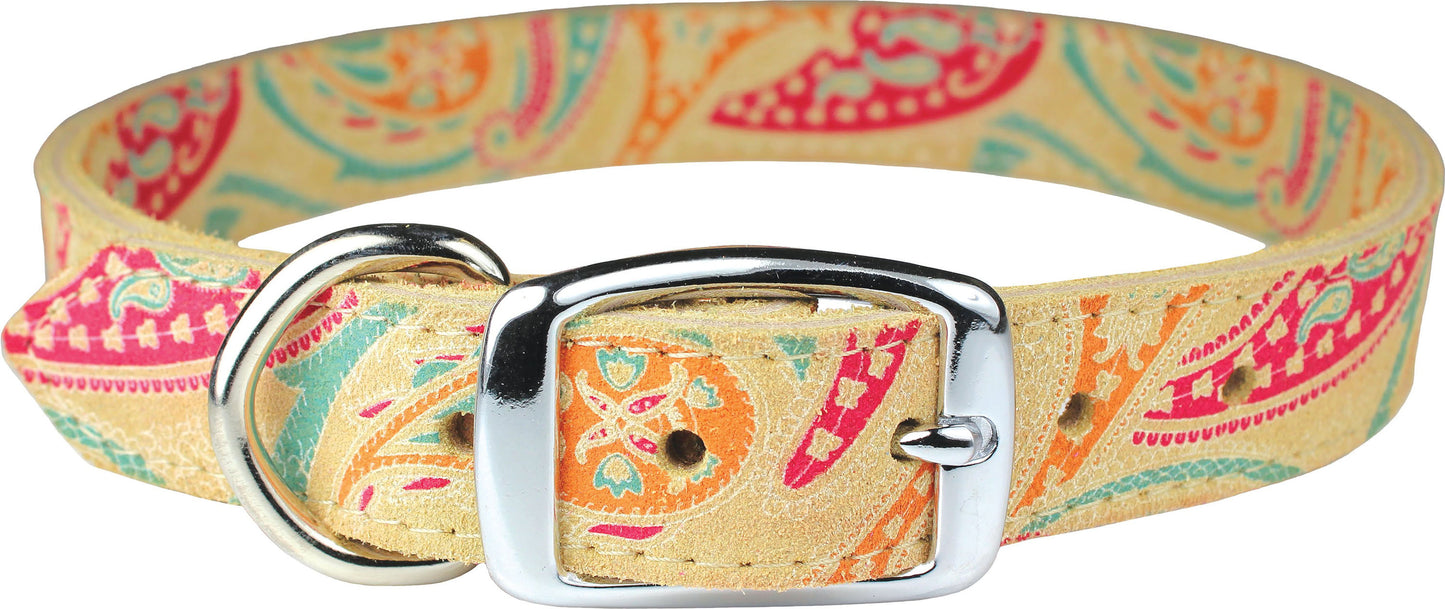Leather Paisley Dog Collar