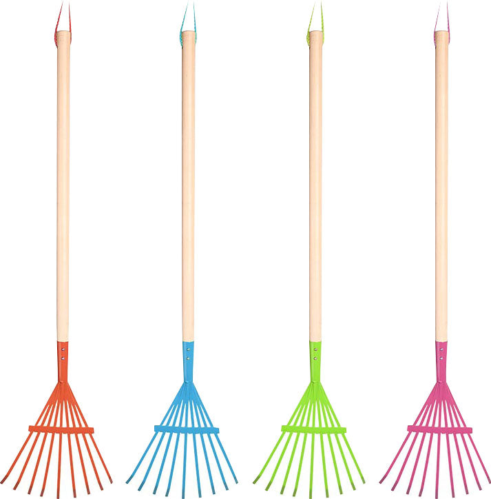 Esschert Childrens Metal Leaf Rake Wood Handle