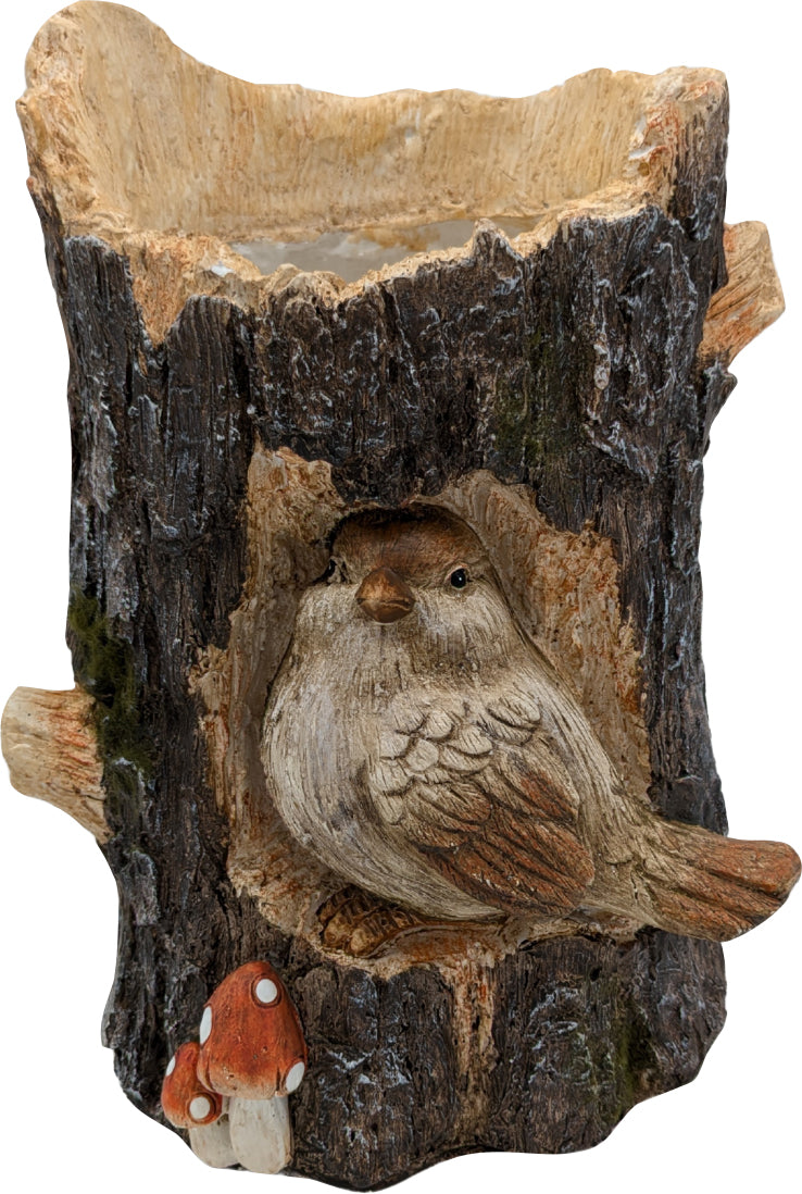 Esschert Design Faux Wood Bird In Log Planter