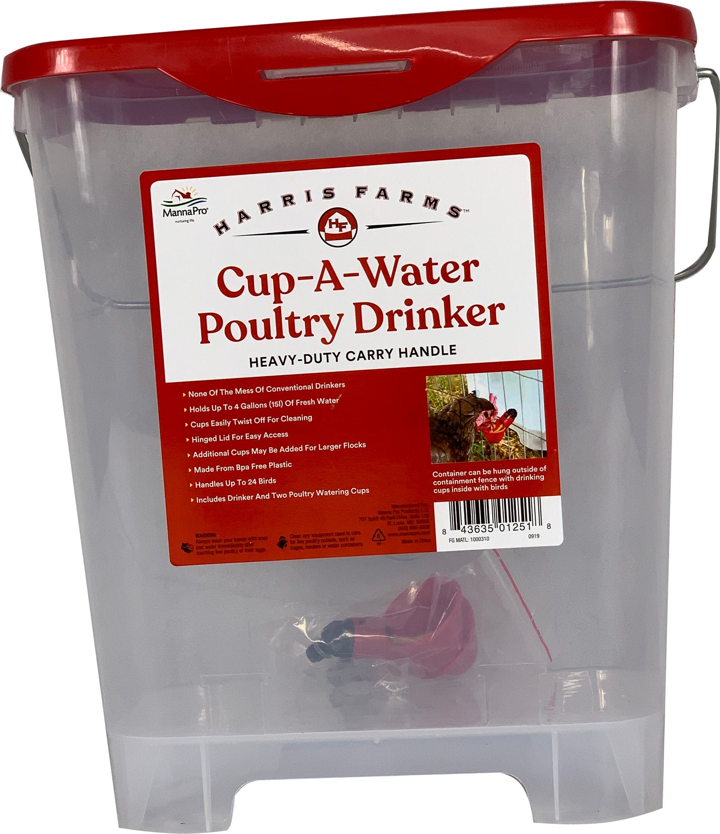 Plastic Cup-A-Water Poultry Drinker