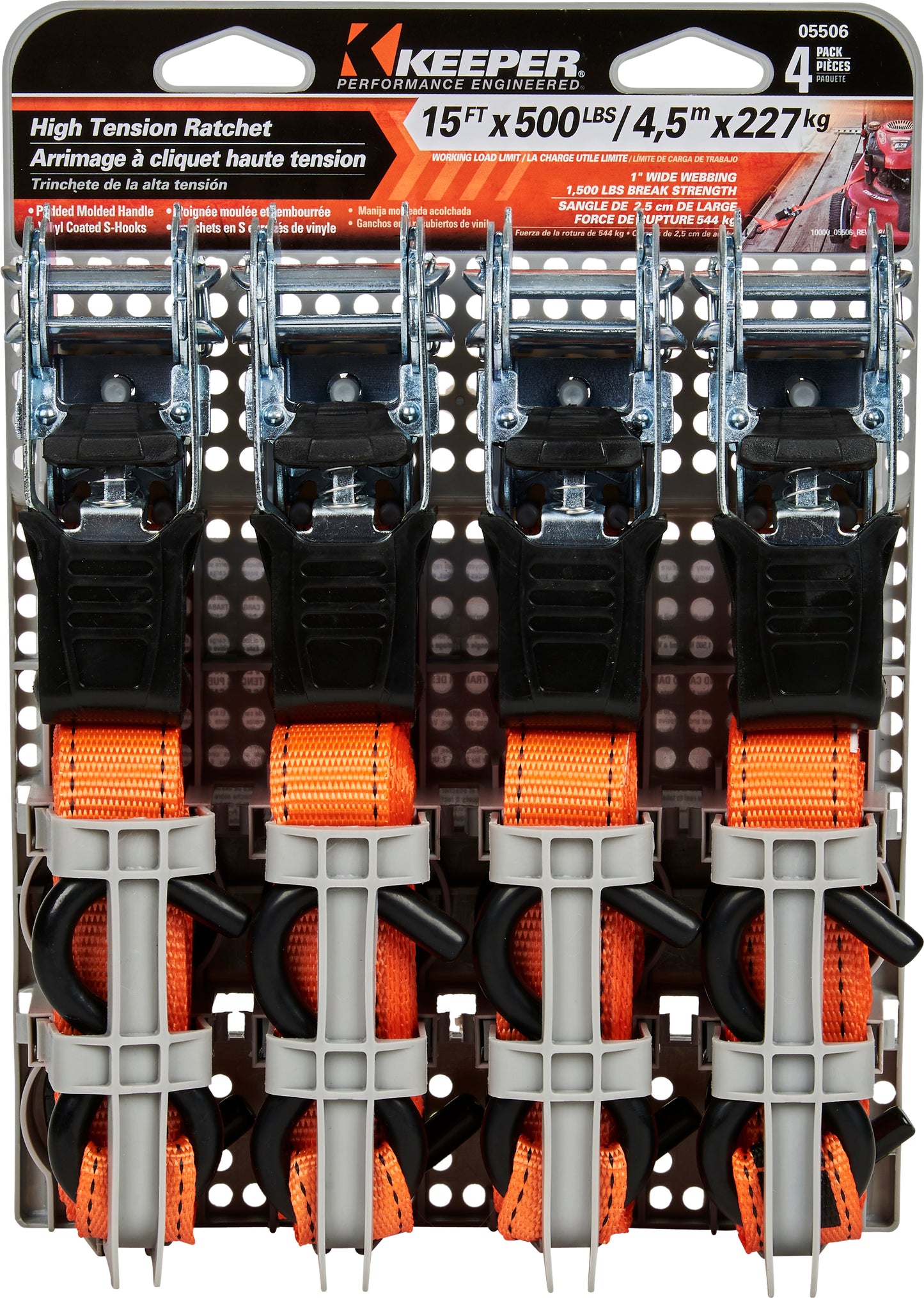 Keeper Rachet Tie-Down W/Padded Handles & J Hooks