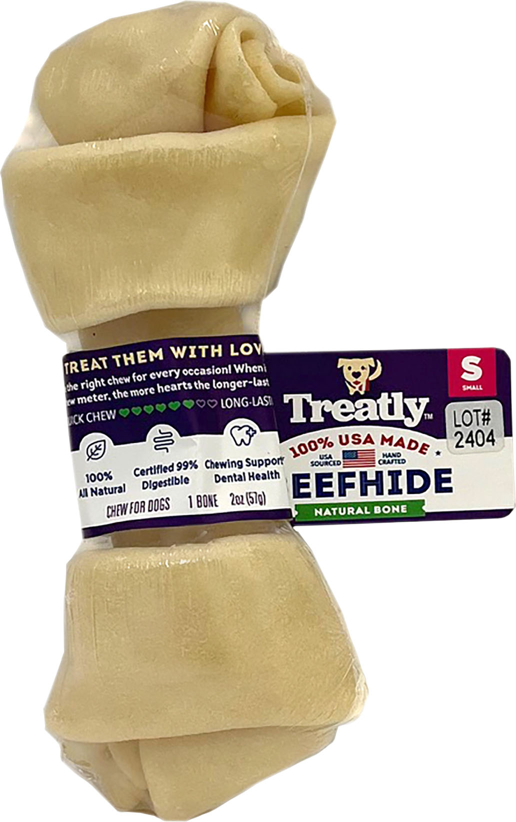 Treatly 100% Usa Beefhide Bone Banded