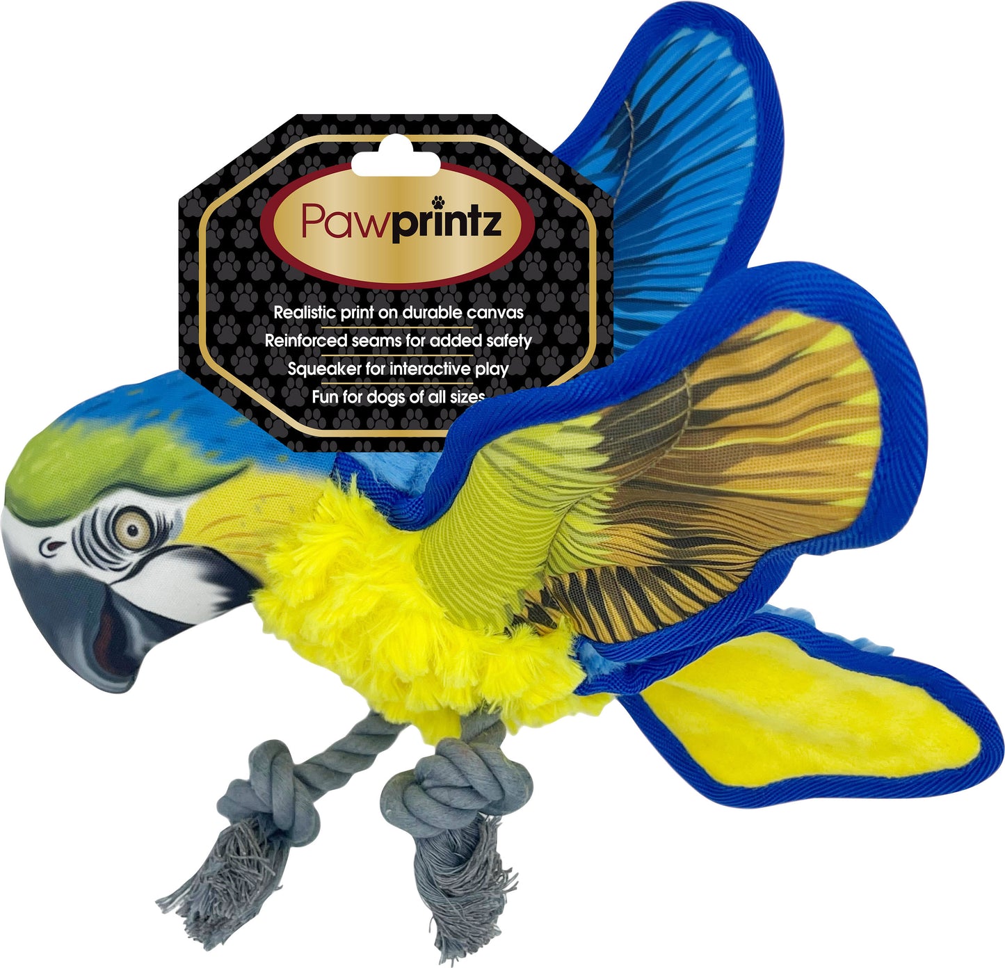 Pawprintz Parrot Plush Dog Toy