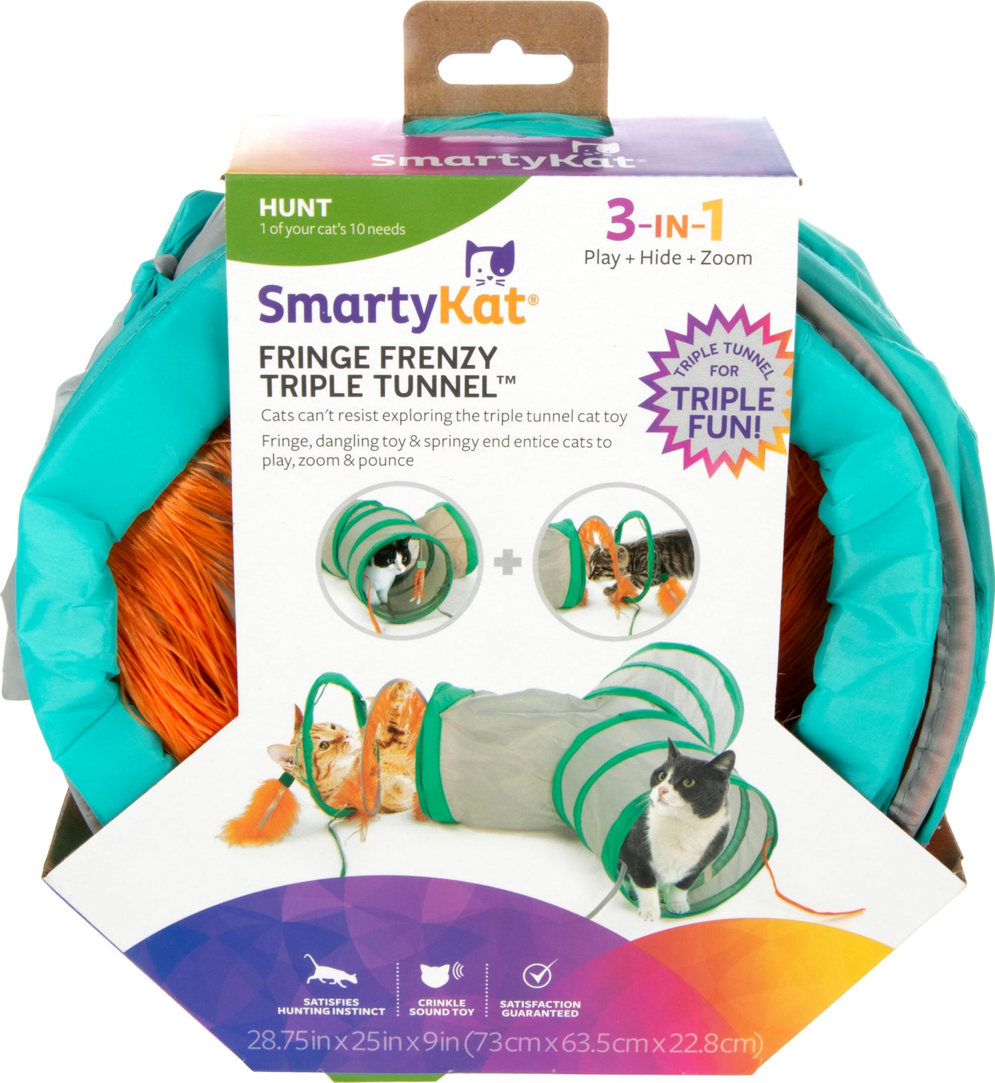 Smartykat Fringe Frenzy Triple Tunnel Cat Toy