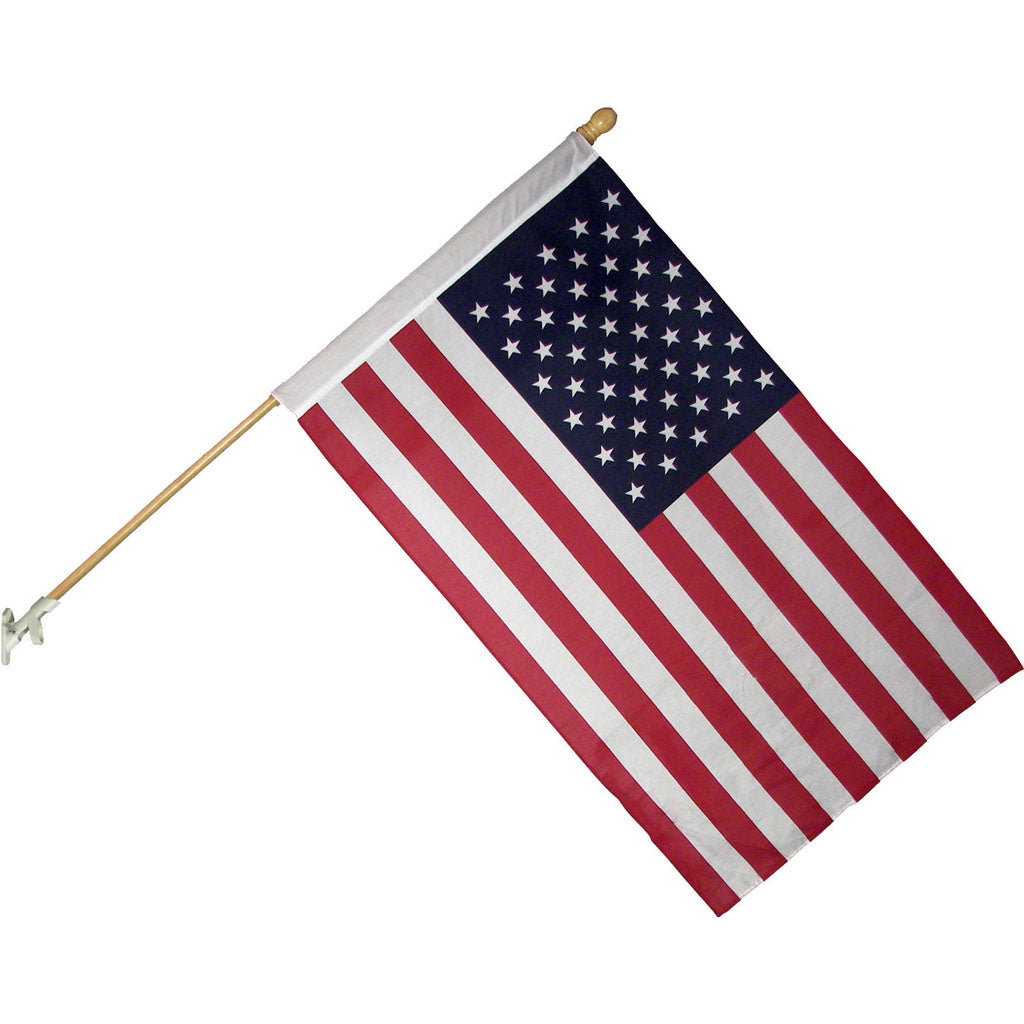 Us Polycotton Banner Flag W/ 5 Ft Wood Pole