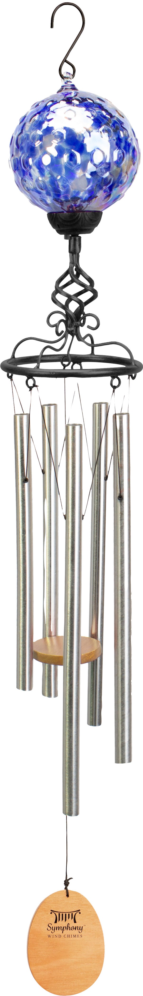 Symphony Solar Light Wind Chime W/Blue Glass Ball