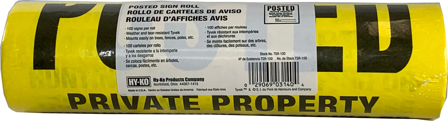 Posted Private Property Tyvek Sign