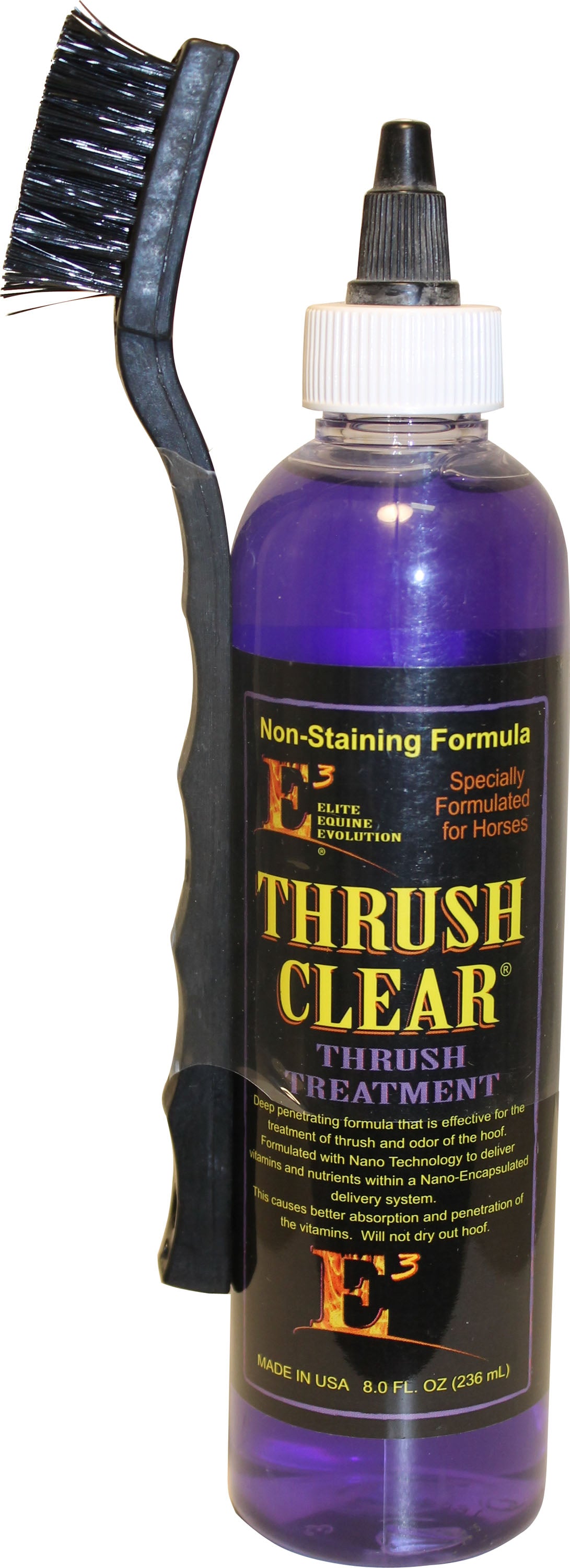 E3 Thrush Clear Treament W/Brush For Horses