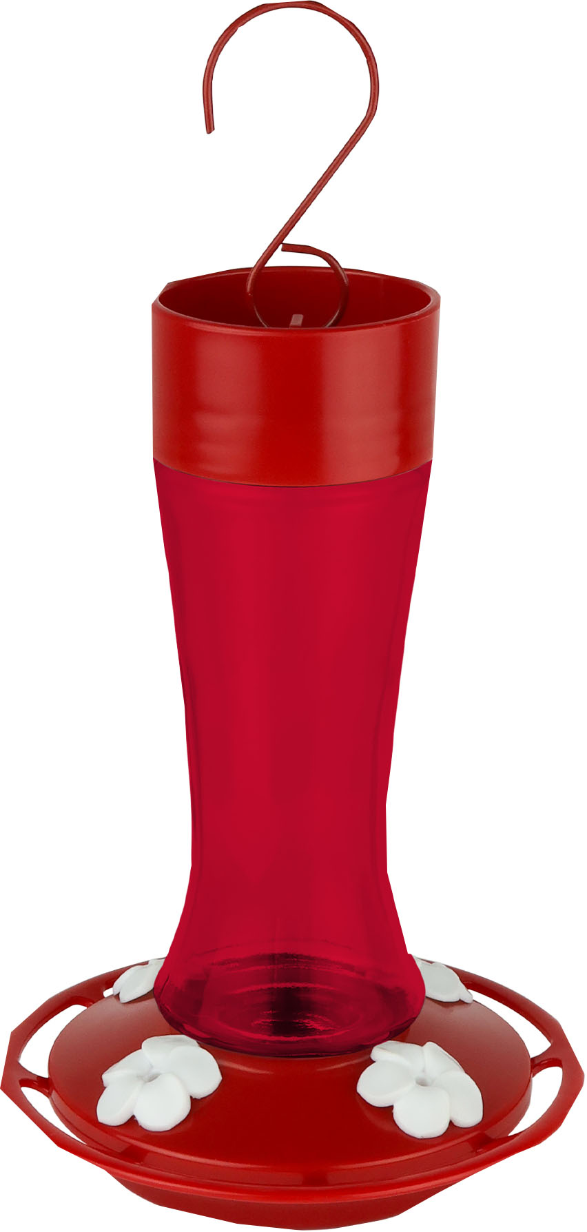 Crimson Silhouette Glass Hummingbird Feeder