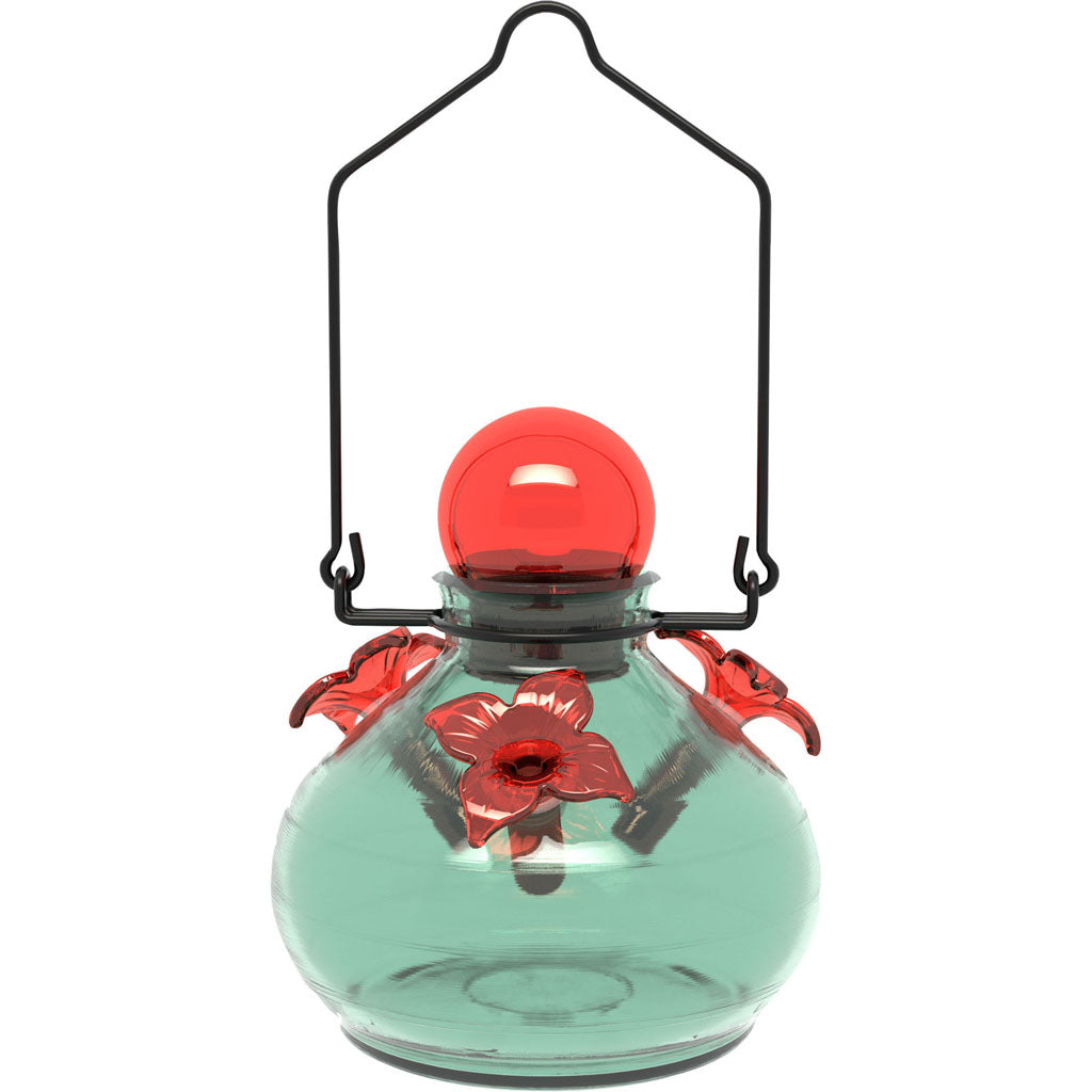 Aqua Recycled Glass Hummingbird Feeder