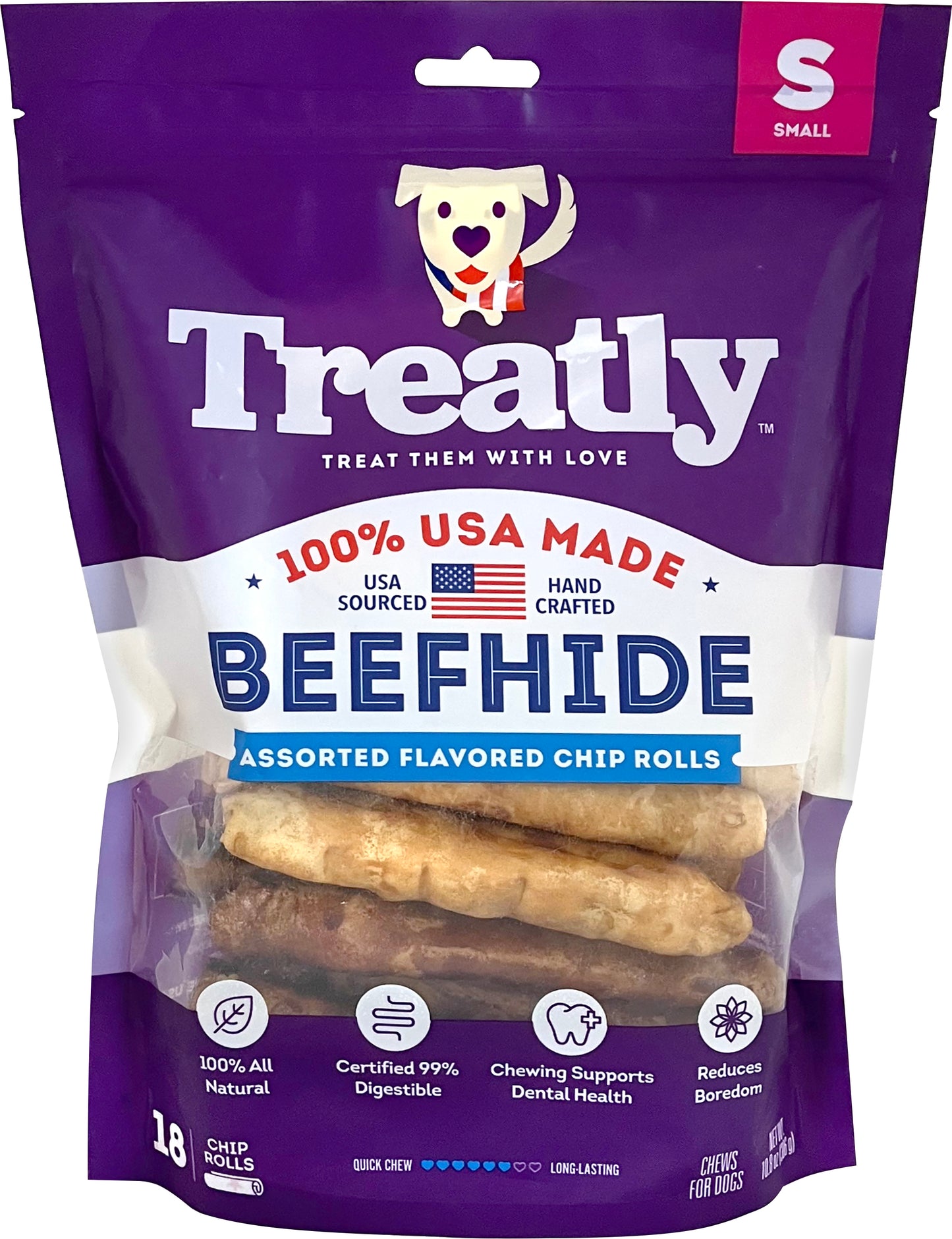 Treatly 100% Usa Beefhide Chip Rolls