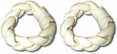 Cadet 2 Pack of Braided Rawhide Donut, 8 Inches, Dog Chew