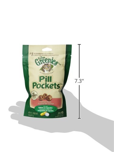 Feline Greenies Pill Pockets Cat Treats, Salmon, 45 Treats, 1.6 Oz. (Pack Of 6)