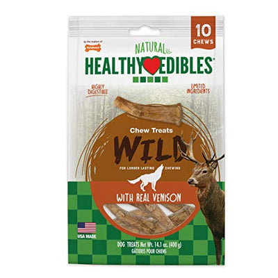 Nylabone Healthy Edibles Wild Antler Natural Long Lasting Dog Chew Treats 10 ...