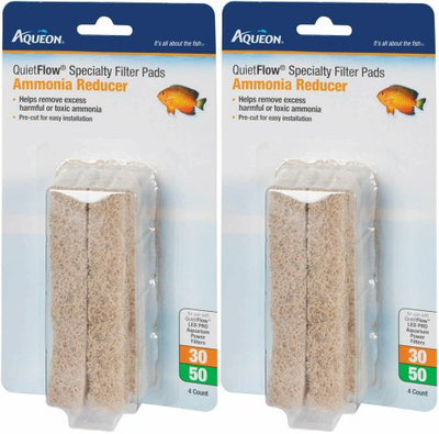 Aqueon QuietFlow Ammonia Reducer 30/50 Specialty Filter Pads, 8ct (2 x 4ct)