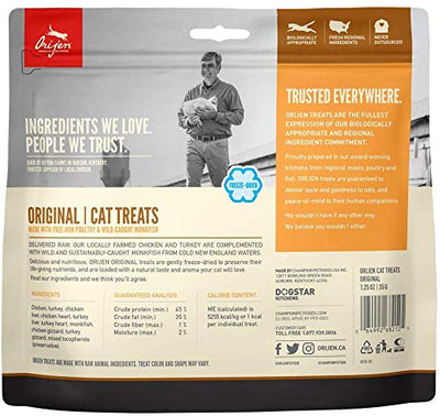 ORIJEN 3 Pack of Original Cat Treats, 1.25 Ounces Each, Freeze-Dried, Grain-F...