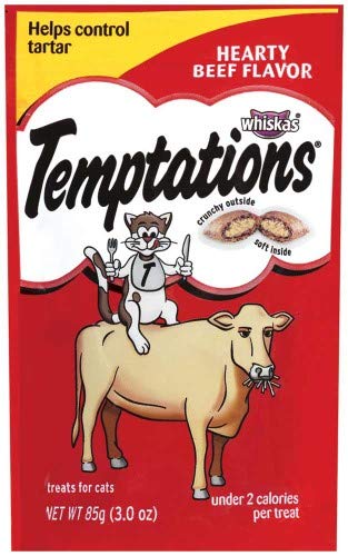 Whiskas Temptations Classic Treats for Cats Hearty Beef Flavor (Pack of 4)