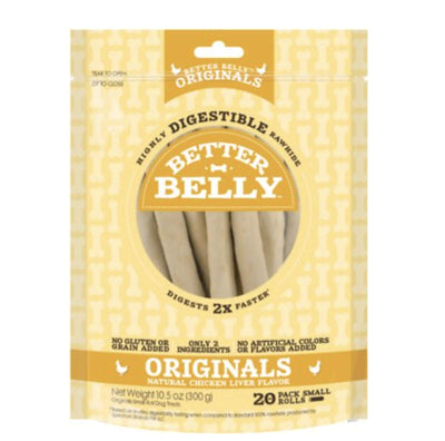 Better Belly Rawhide Chicken Liver Rolls - Small 20 Count - Pack of 2