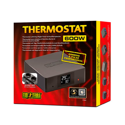 Exo Terra Thermostat for Reptile Terrariums with Day and Night Timer and Dual...