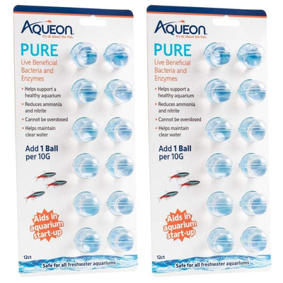 Aqueon 2 Pack of Pure Live Beneficial Bacteria and Enzymes for Aquariums, 12 ...