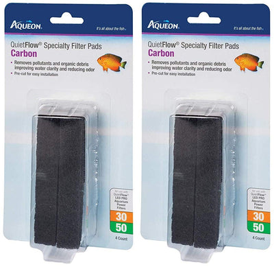 Aqueon 2 Pack of Quiet Flow 30/50 Carbon Reducing Specialty Filter Pads, 4 Pe...