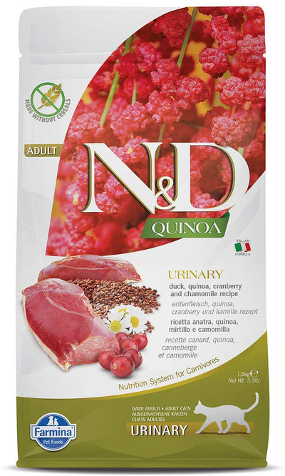 Farmina N&D, Quinoa Urinary Duck Formula Adult Dry Cat Food, 3.3lb
