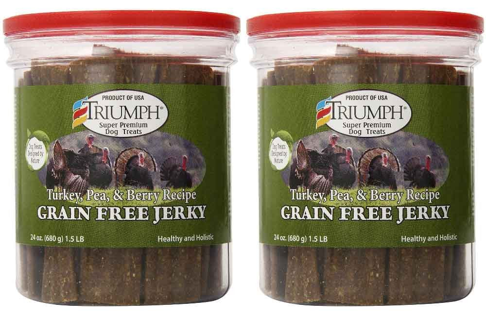 Triumph Dog Turkey, Pea, & Berry Grain Free Jerky, 24-Ounce [2-Pack]
