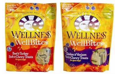 Wellness WellBites Soft & Chewy Treats For Good Dogs 2 Flavor Variety Bundle:...