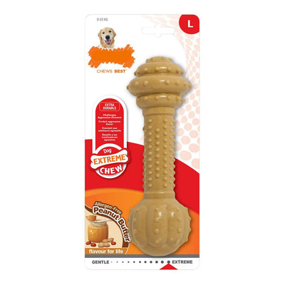Nylabone 3 Pack of Power Chew Barbell Dog Toys, Large/XL, Peanut Butter Flavor