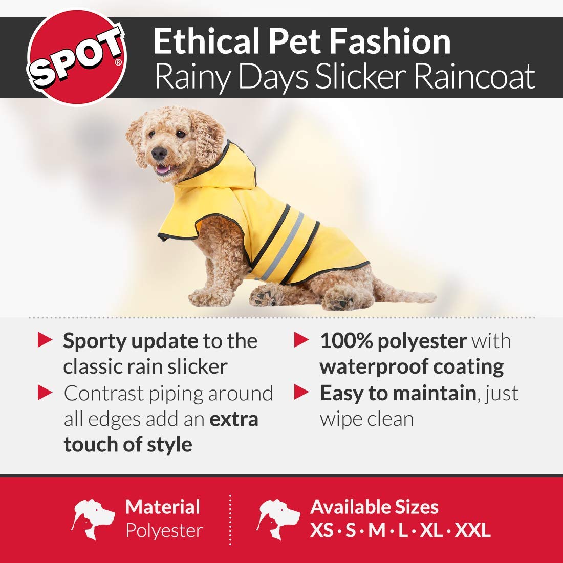Ethical Pet Fashion Pet Rainy Days Slicker Yellow Raincoat, X-Small (560YXS)
