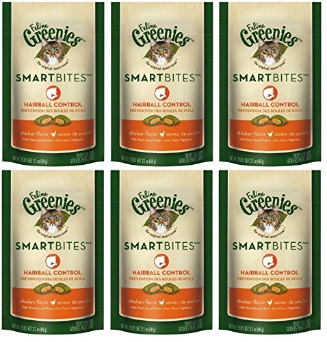 HDP Greenies Feline Smartbites Hairball Control Chicken (6 Packages / 2.1 Oun...