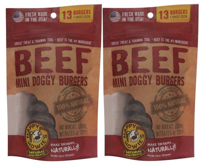 Happy Howie's Natural Mini Doggy Beef Burger Dog Treats Baker's Dozen (2-pack)