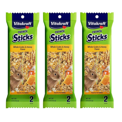 (3 Packages) Vitakraft Triple Baked Crunch Sticks - Rabbits
