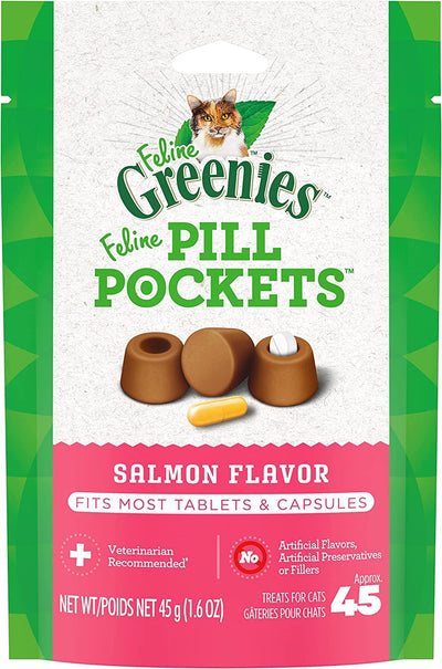 Feline Greenies Vet Recommended Salmon Flavored Pill Pockets for Hassle-Free ...