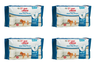 Four Paws Wee-Wee Disposable Male Dog Wraps, X-Small/Small 48ct (4 x 12ct)