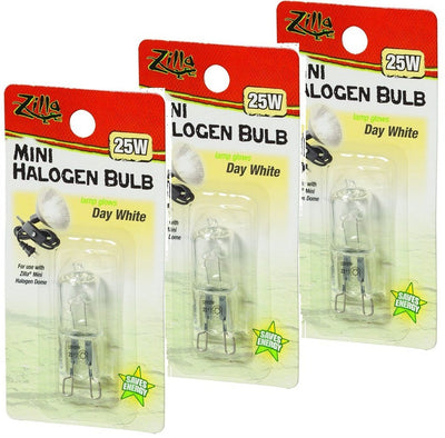 (3 Pack) Zilla Mini Halogen Bulb, Day White, 25 Watt