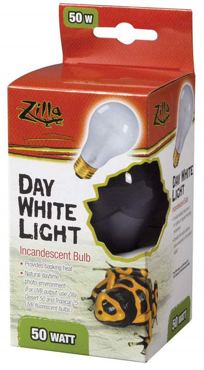 Zilla Reptile Terrarium Heat Lamps Incandescent Bulb, Day White, 50w