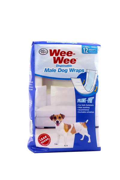 36 Pack of Wee-Wee Products Disposable Male Dog Wraps X-Small/Small - (3 Pack...