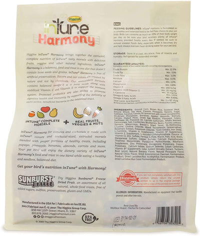 Higgins 2 Pack of Intune Harmony Food for Conures, Cockatiels, Lovebirds and ...