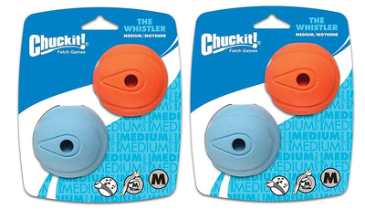 Chuckit! 4 Pack The Whistler Size Medium / 2.5 Inch (2 Packages with 2 Balls ...