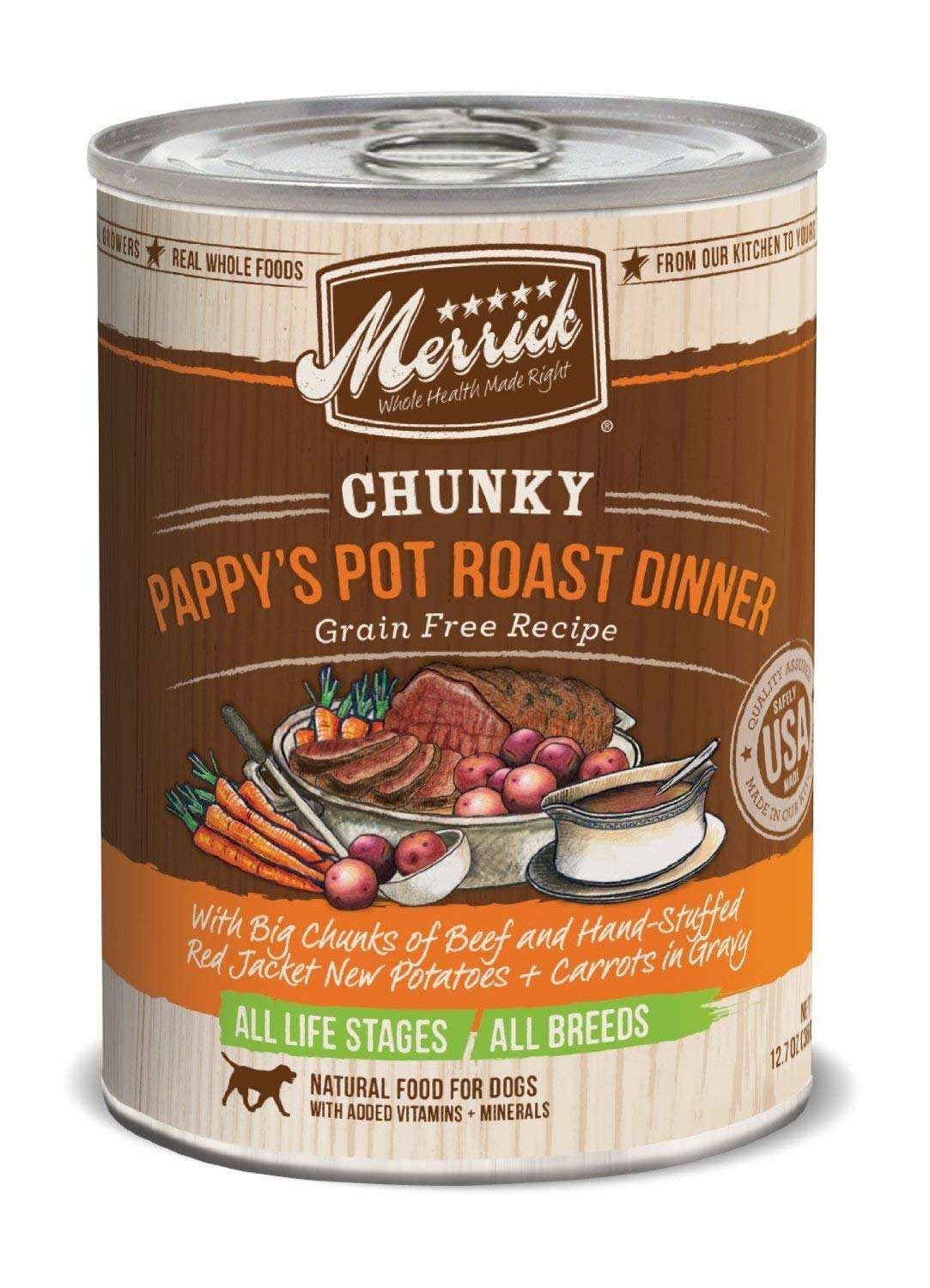 Merrick Chunky Canned Dog Food Variety Pack - 3 Flavors (12 Pack)