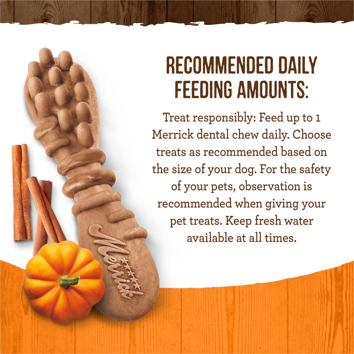 Merrick Fresh Kisses Dog Dental Treats, Infused with Real Pumpkin and Cinnamo...