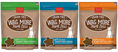 Cloud Star Wag More Bark Less Grain Free Soft & Chewy Dog Treats 3 Flavor Var...
