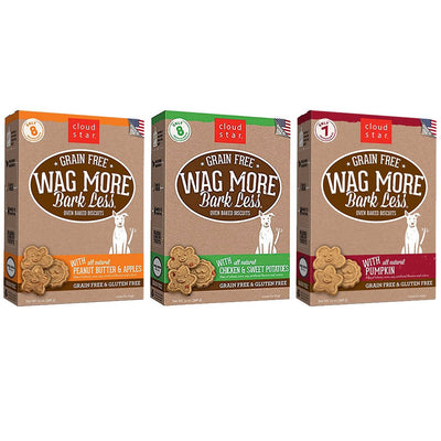 Cloud Star Wag More Bark Less Grain Free 14 Ounce Oven Baked Biscuits, 3 Pack...