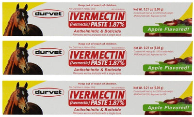 Durvet 3 Pack of Ivermectin Paste, 0.21 Ounces each, Apple Flavored Horse Dew...