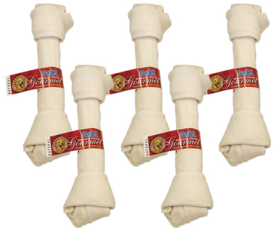 Cadet 5 Pack of Natural Rawhide Knotted Bones for Dogs, 10 to 11 Inch
