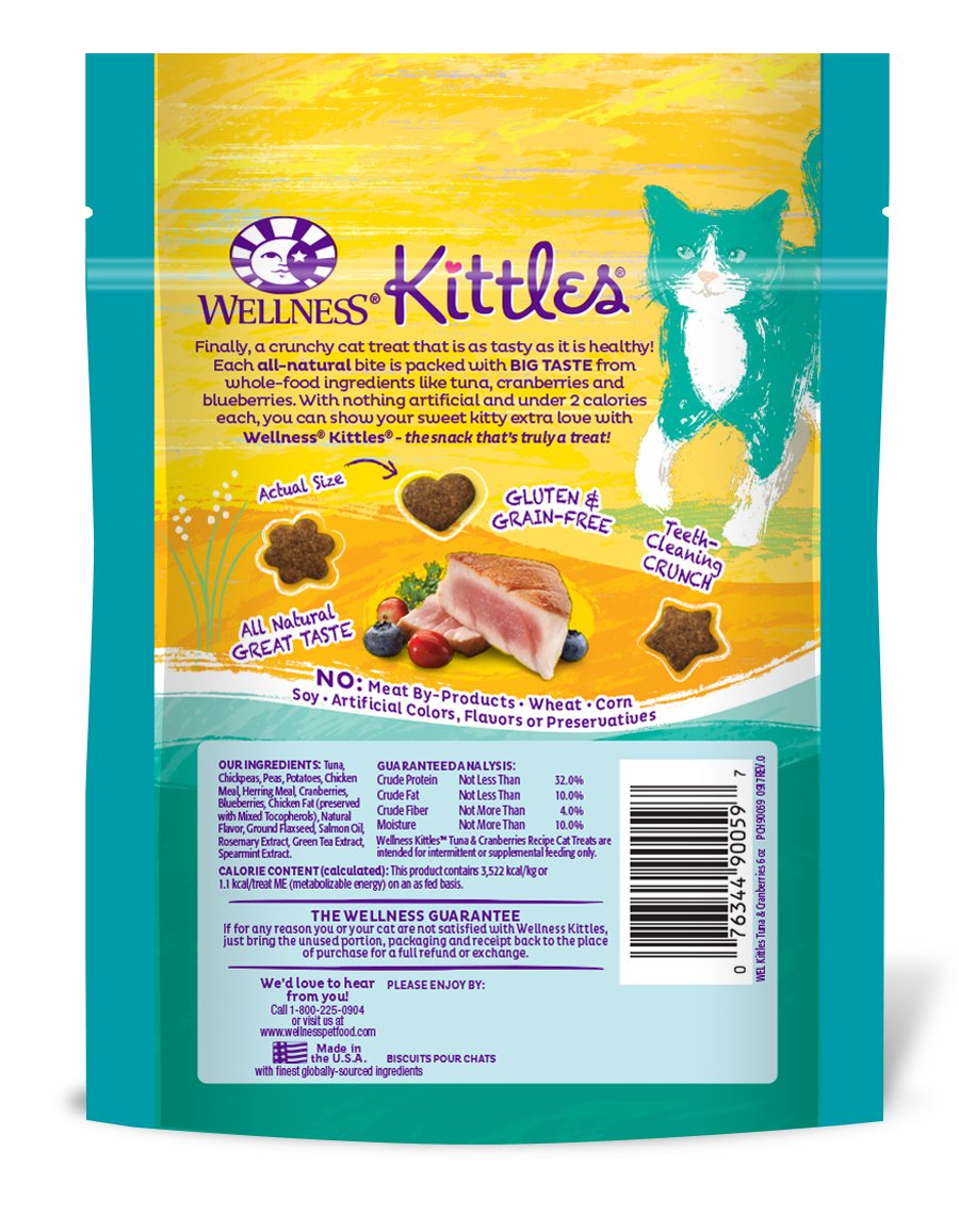 Wellness Kittles Cat Treat VALUE Pack - Tuna & Cranberries Flavor - 6 oz Each...