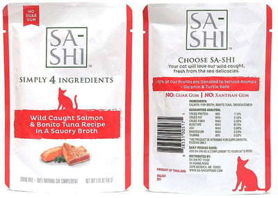 Sa-Shi Grain Free Wet Cat Food Pouches 1.76oz. Five Flavors (Tuna & Salmon)